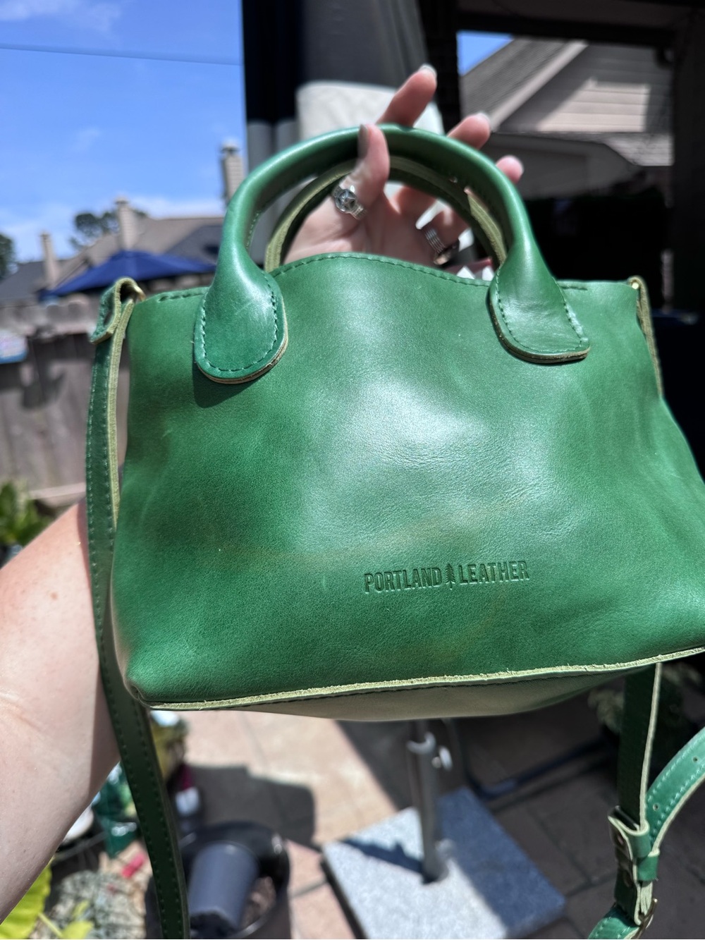 Stylish Green Mini Leather Bag-Raindrop Crossbody in Cowboy Mint PLG - Picture 7 of 7